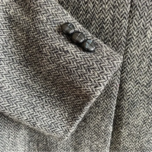 Vintage Harris Tweed Jacket Wool Tweed Grey Herringbone Blazer 42 Long/Tall - Picture 7 of 14